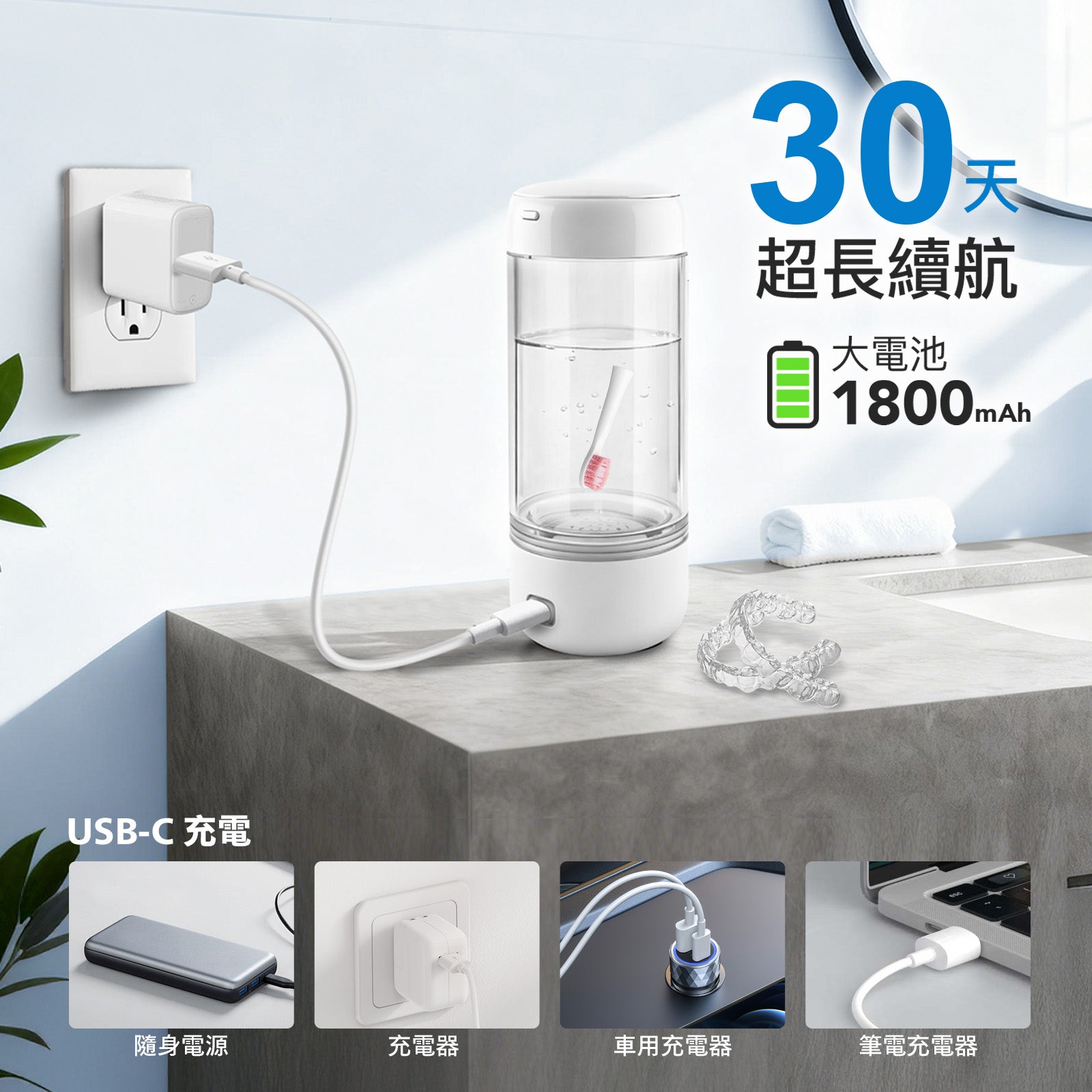 EOG M2000 超氧離子多功能杯30天超長續行1800mAh大電池