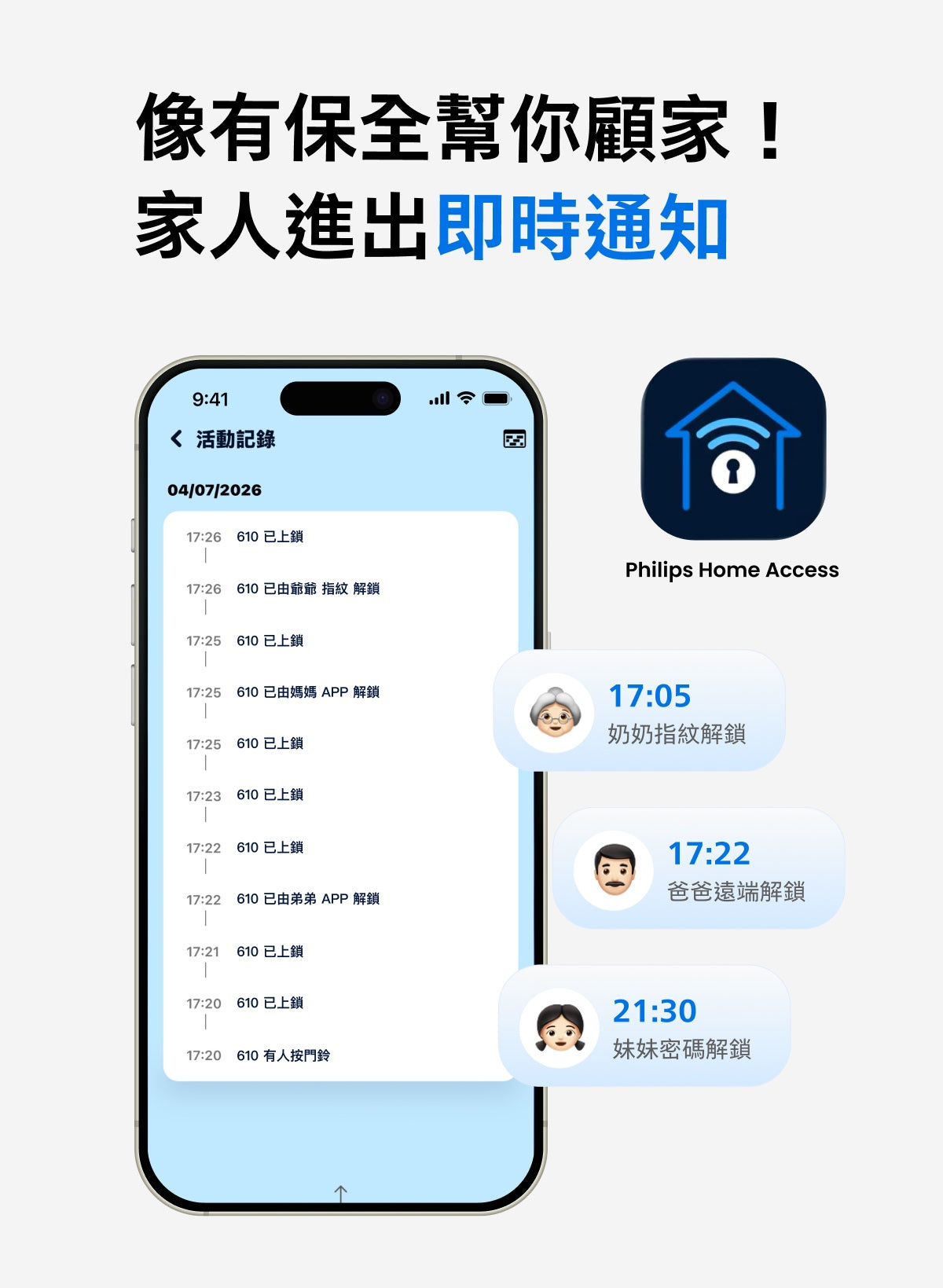 飛利浦把手式電子鎖 DDL610 手機 APP 即時通知 Philips Home Access
