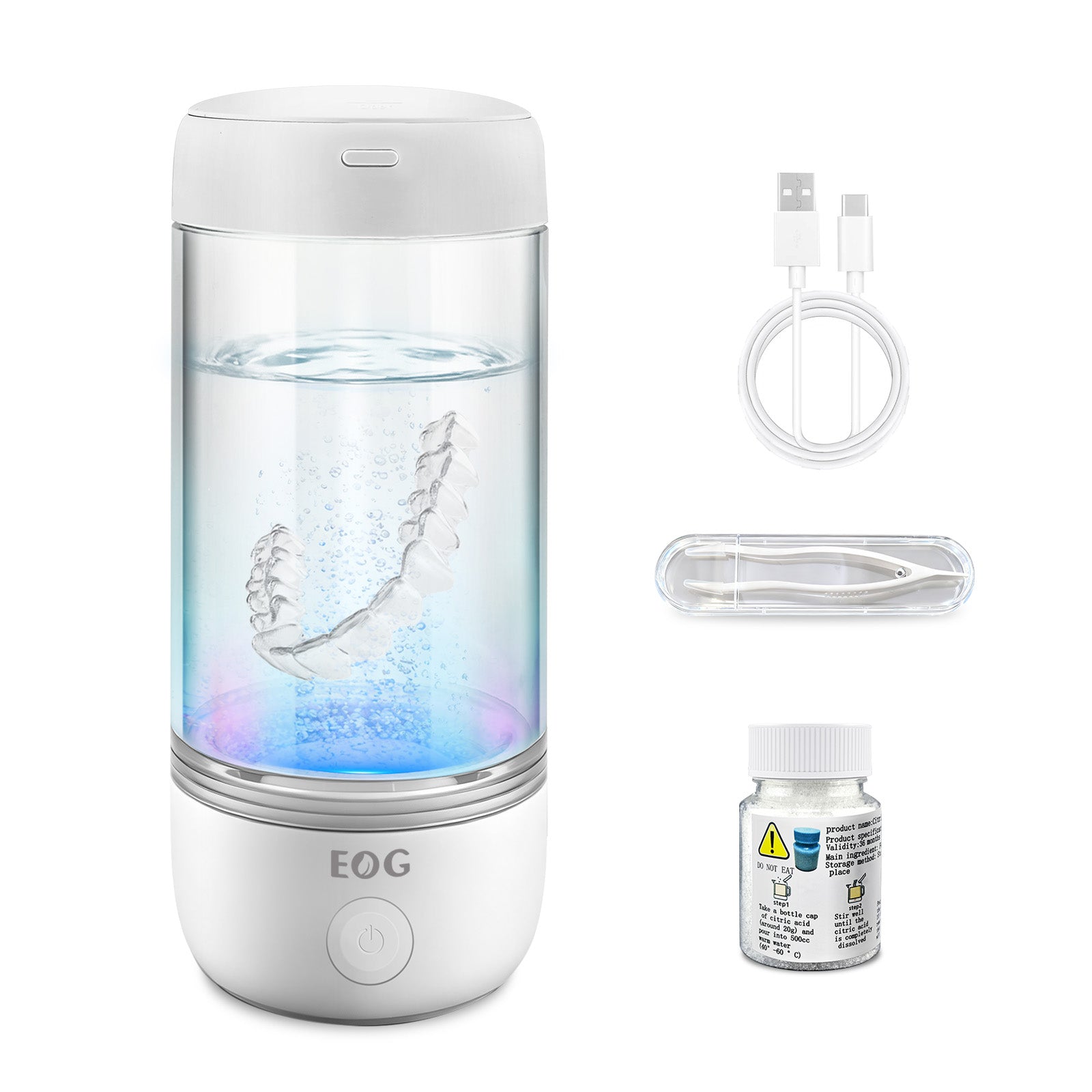 EOG 超氧離子多功能杯完整配件組合，包含充電配件